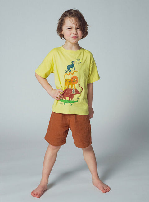 Brown Cotton Gauze Bermuda Shorts
