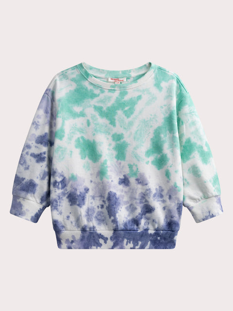 Blue Tie Dye Cotton Sweatshirt