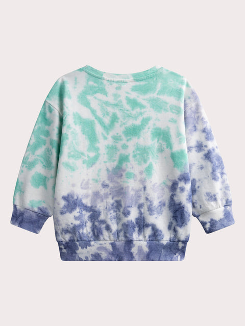 Blue Tie Dye Cotton Sweatshirt