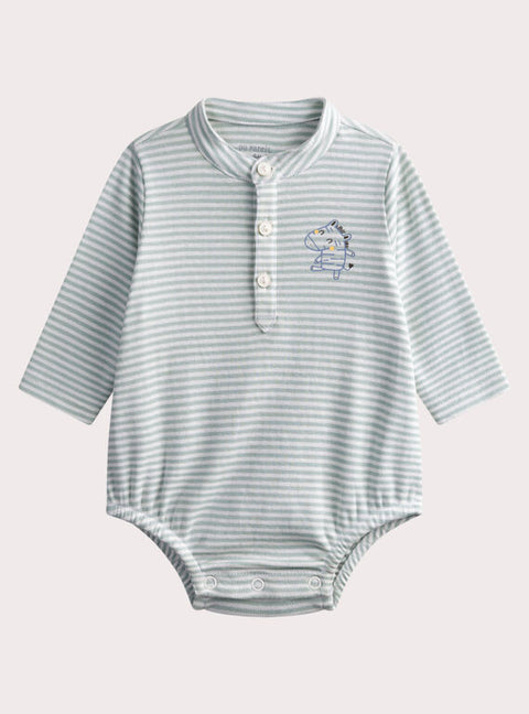 Newborn Striped Blue Cotton Bodysuit