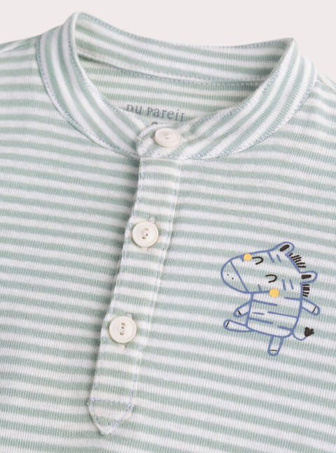 Newborn Striped Blue Cotton Bodysuit