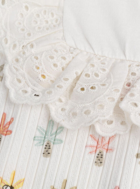 Newborn Cream Pointelle Cotton Playsuit
