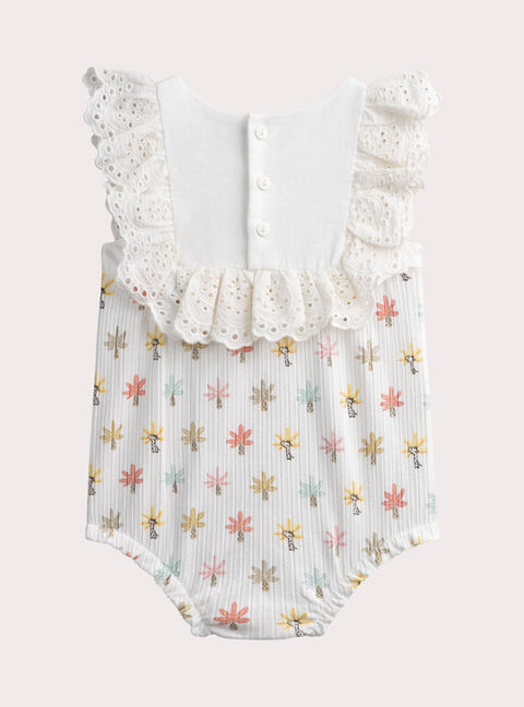 Newborn Cream Pointelle Cotton Playsuit