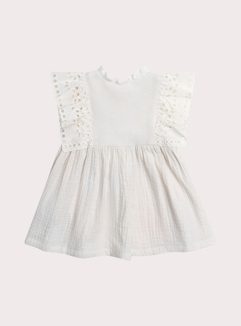 Lined Newborn Cream Cotton Dress With Bloomers