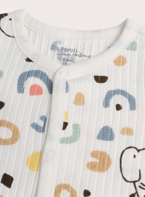 Newborn Cream Ribbed Cotton Sleepsuit