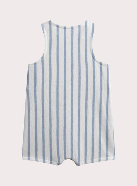 Newborn Blue Stripe Short Cotton Dungarees