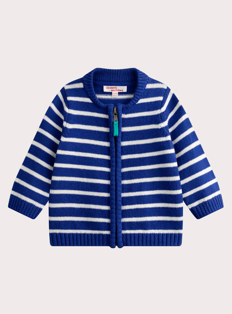 Blue & White Stripe Cotton Rich Cardigan