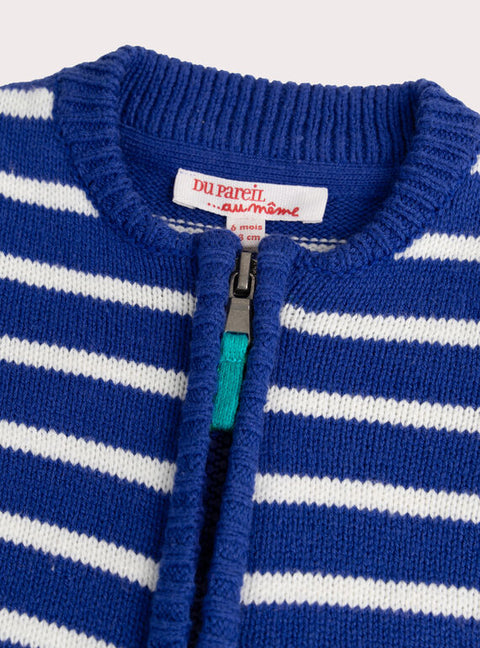 Blue & White Stripe Cotton Rich Cardigan