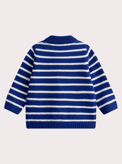 Blue & White Stripe Cotton Rich Cardigan