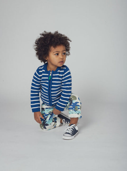 Blue & White Stripe Cotton Rich Cardigan