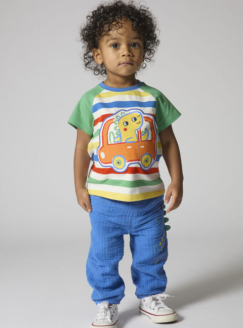 Green Striped Cotton T-shirt