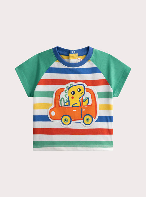 Green Striped Cotton T-shirt