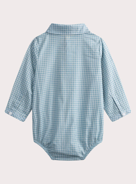 Blue Check Cotton Bodysuit