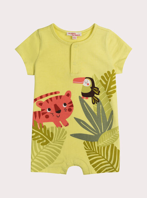 Yellow Jungle Print Cotton Playsuit