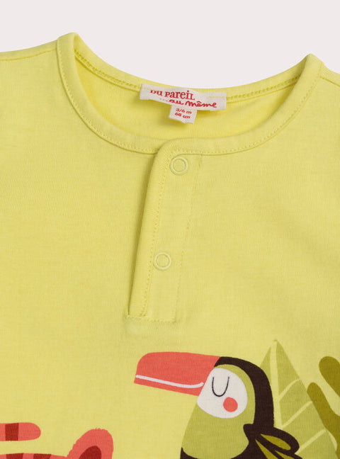 Yellow Jungle Print Cotton Playsuit