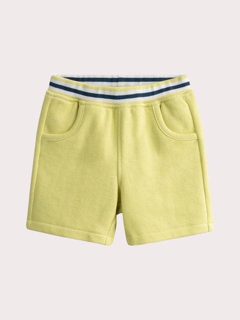 Yellow Cotton Pique Bermuda Shorts