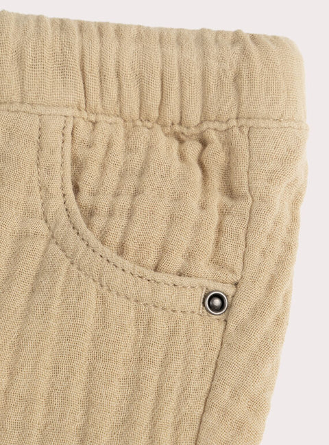 Beige Cotton Gauze Bermuda Shorts