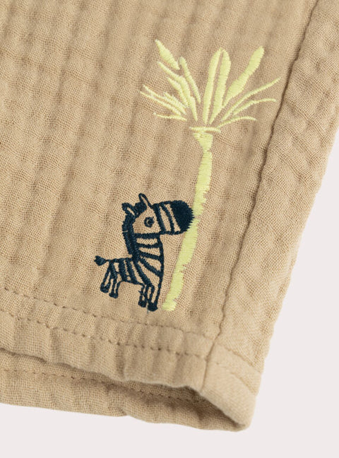 Beige Cotton Gauze Bermuda Shorts