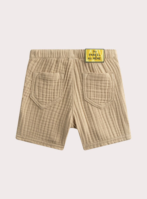 Beige Cotton Gauze Bermuda Shorts