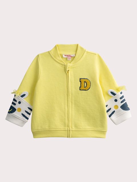 Yellow Cotton Pique Cardigan