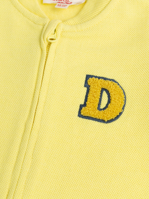 Yellow Cotton Pique Cardigan