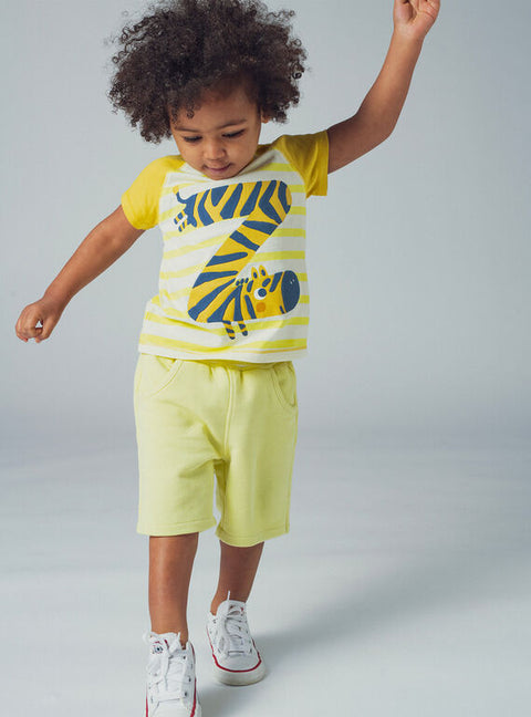 Yellow Zebra Stripe Animation Cotton T-shirt