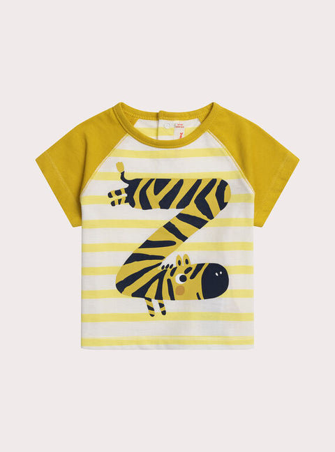 Yellow Zebra Stripe Animation Cotton T-shirt