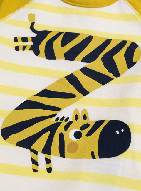 Yellow Zebra Stripe Animation Cotton T-shirt