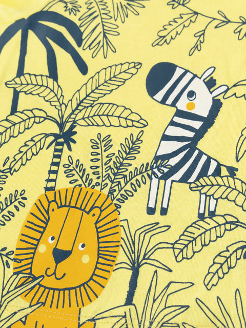 Yellow Jungle Print Cotton T-shirt