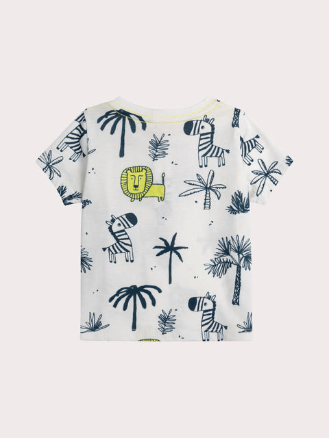 Short Sleeve Animal Print Cotton T=shirt