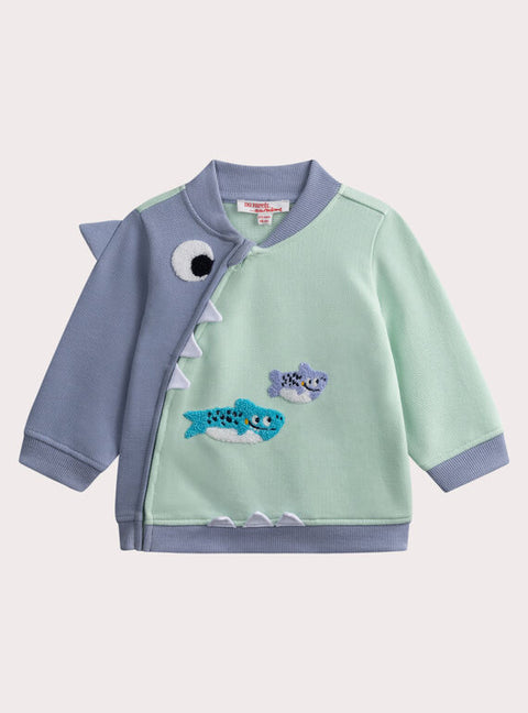 Blue Cotton Pique Sweatshirt