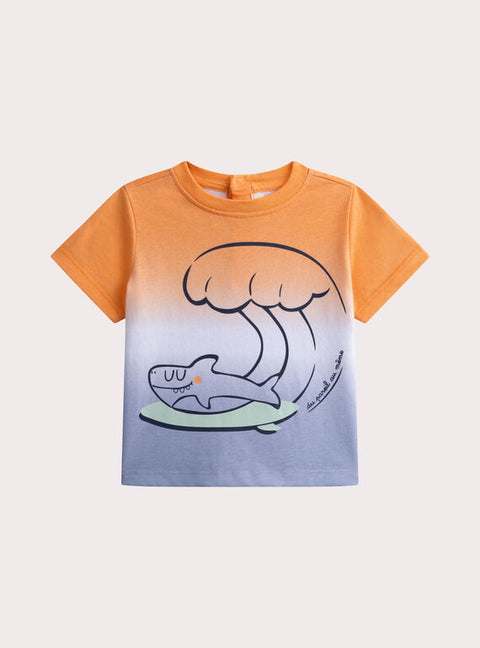 Tricolour Surf Print Cotton T-shirt