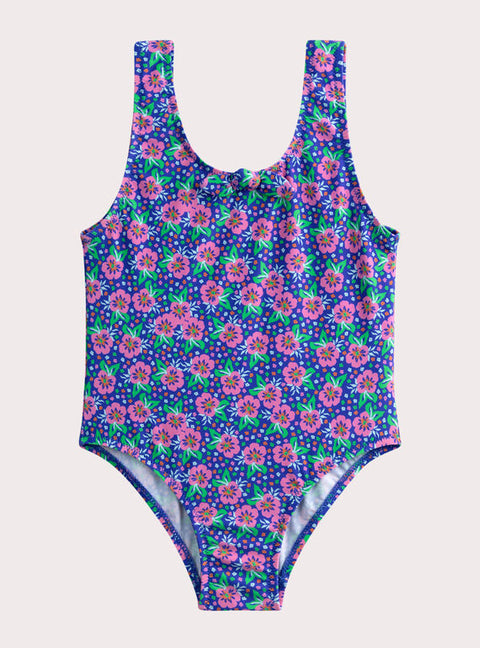 Blue Floral Print Swimsuit