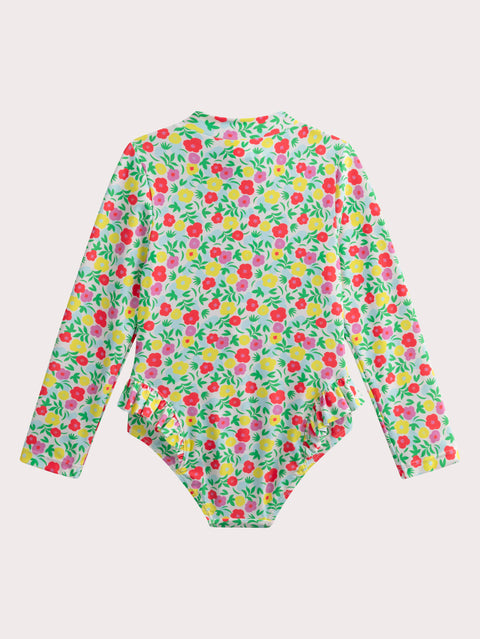 Long Sleeve Floral Print Anti UV Swimsuit