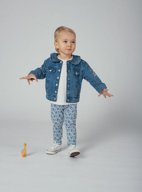 Blue Floral Print Cotton Leggings