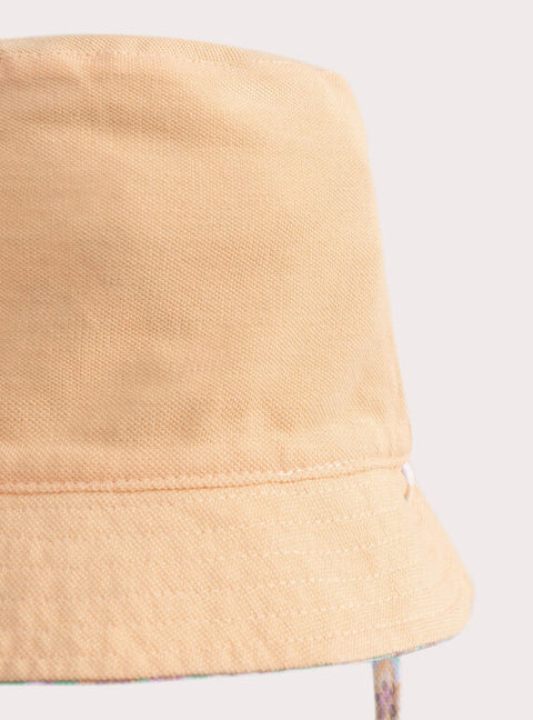 Peach Floral Print Cotton Sunhat