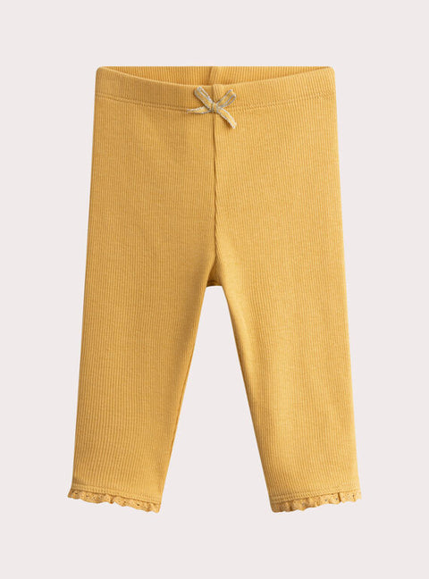 Ribbed Yellow Cotton Leggings