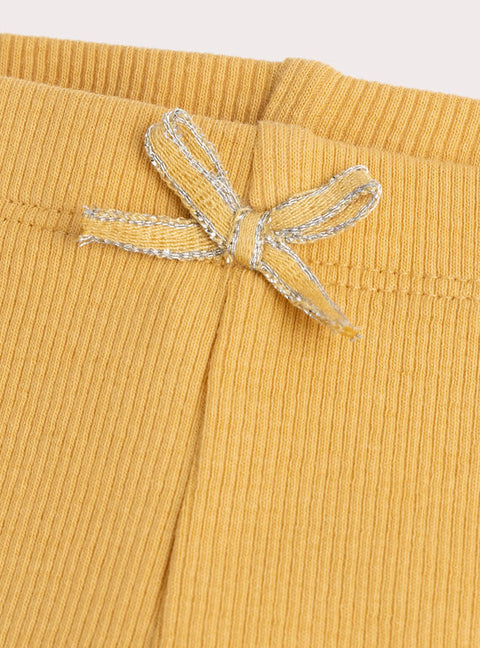 Ribbed Yellow Cotton Leggings