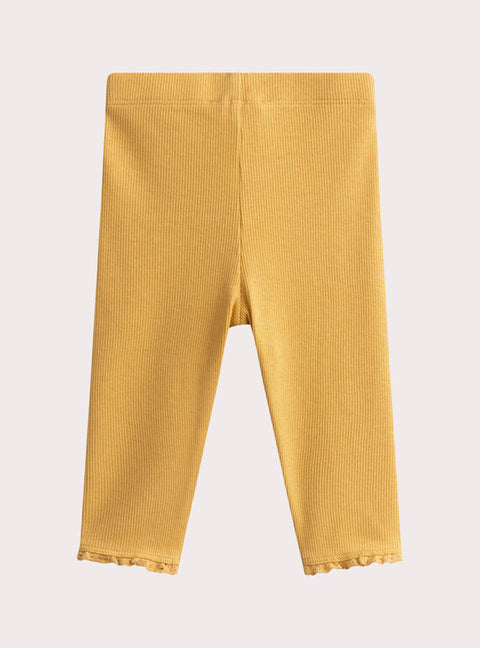 Ribbed Yellow Cotton Leggings
