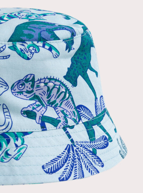 Blue Jungle Animal Print Cotton Bucket Hat