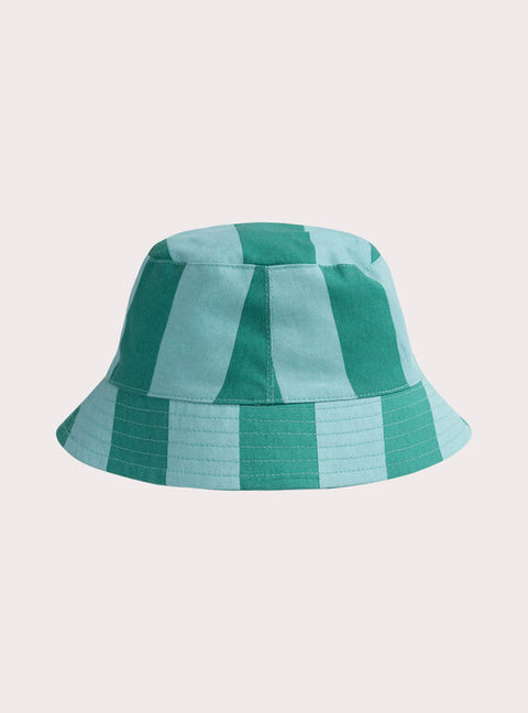 Green Striped Cotton Bucket Hat
