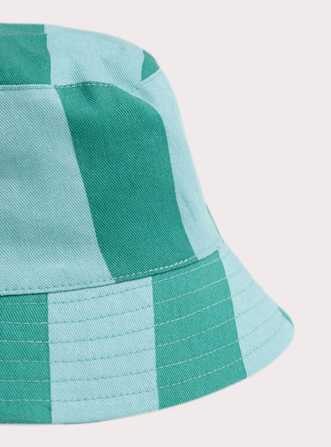 Green Striped Cotton Bucket Hat