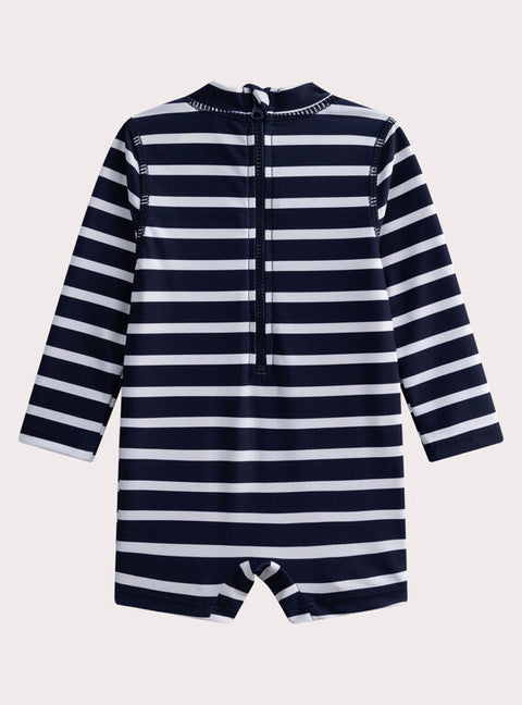 Navy Stripe Anti UV All In One Swimsuit