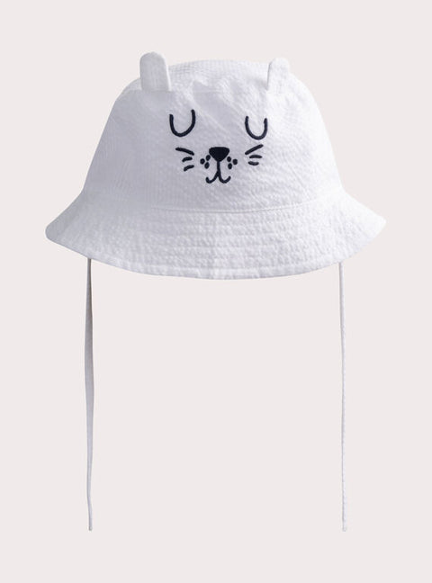 White Cotton Bucket Hat