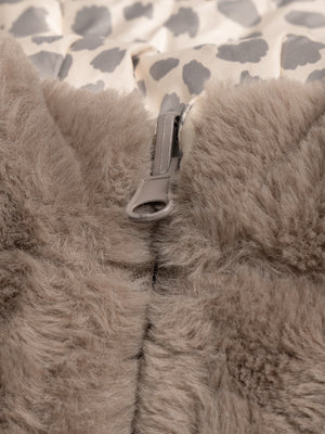 Reversible Taupe Faux Fur Coat