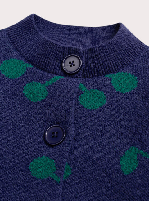 Blue Cherry Pattern Cardigan