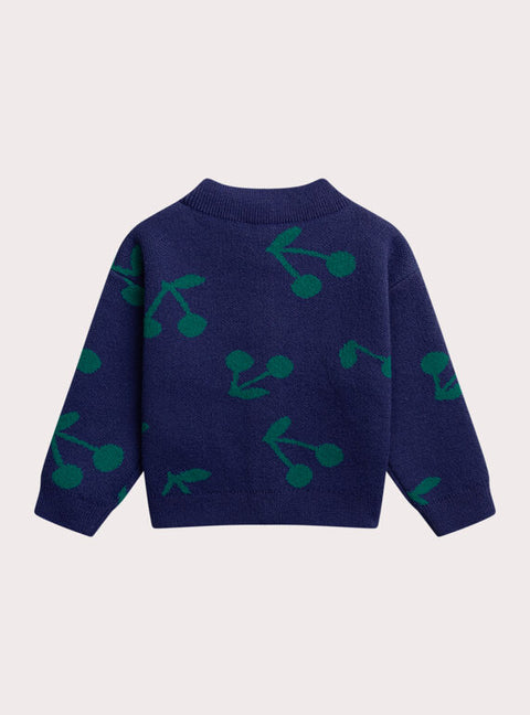 Blue Cherry Pattern Cardigan