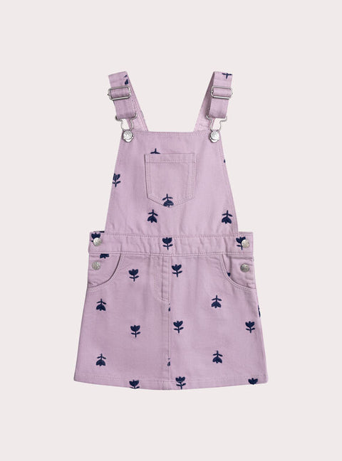 Embroidered Purple Dungaree Dress