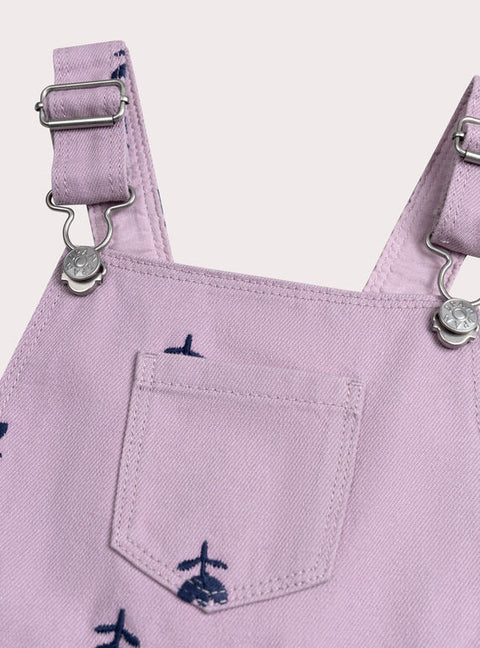 Embroidered Purple Dungaree Dress