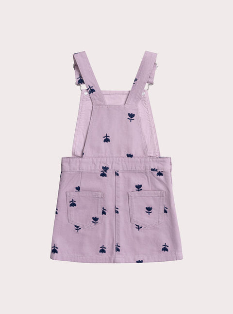 Embroidered Purple Dungaree Dress